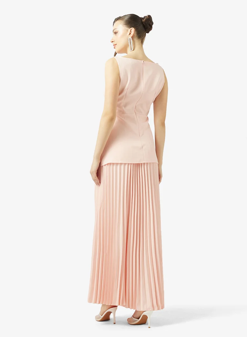 Ginger Structured Dropwaist Pleat Detail Dress